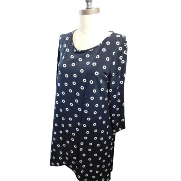 Chico's Size S Small (0) Artsy Black White Slinky Circle Print Tunic Top - Picture 2 of 3